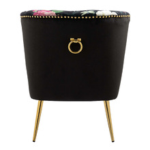 Pink Rose & Butterfly on Black Velvet Accent Chair